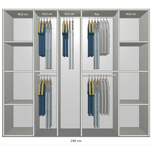 Inventar fra bredde 220 cm til 240 cm Model B